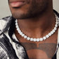 Moissanite Cluster Chain in White Gold - 10mm