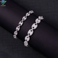 Moissanite Puff Link Bracelet in White Gold - 6mm