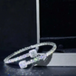 Square Cut Bangle Tennis Bracelet in White Gold