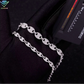 Moissanite Puff Link Bracelet in White Gold - 8mm