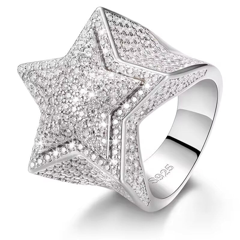 Moissanite Star Ring in White Gold