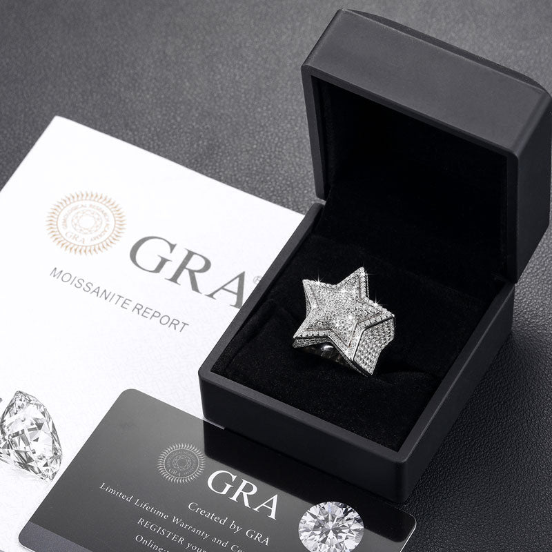 Moissanite Star Ring in White Gold