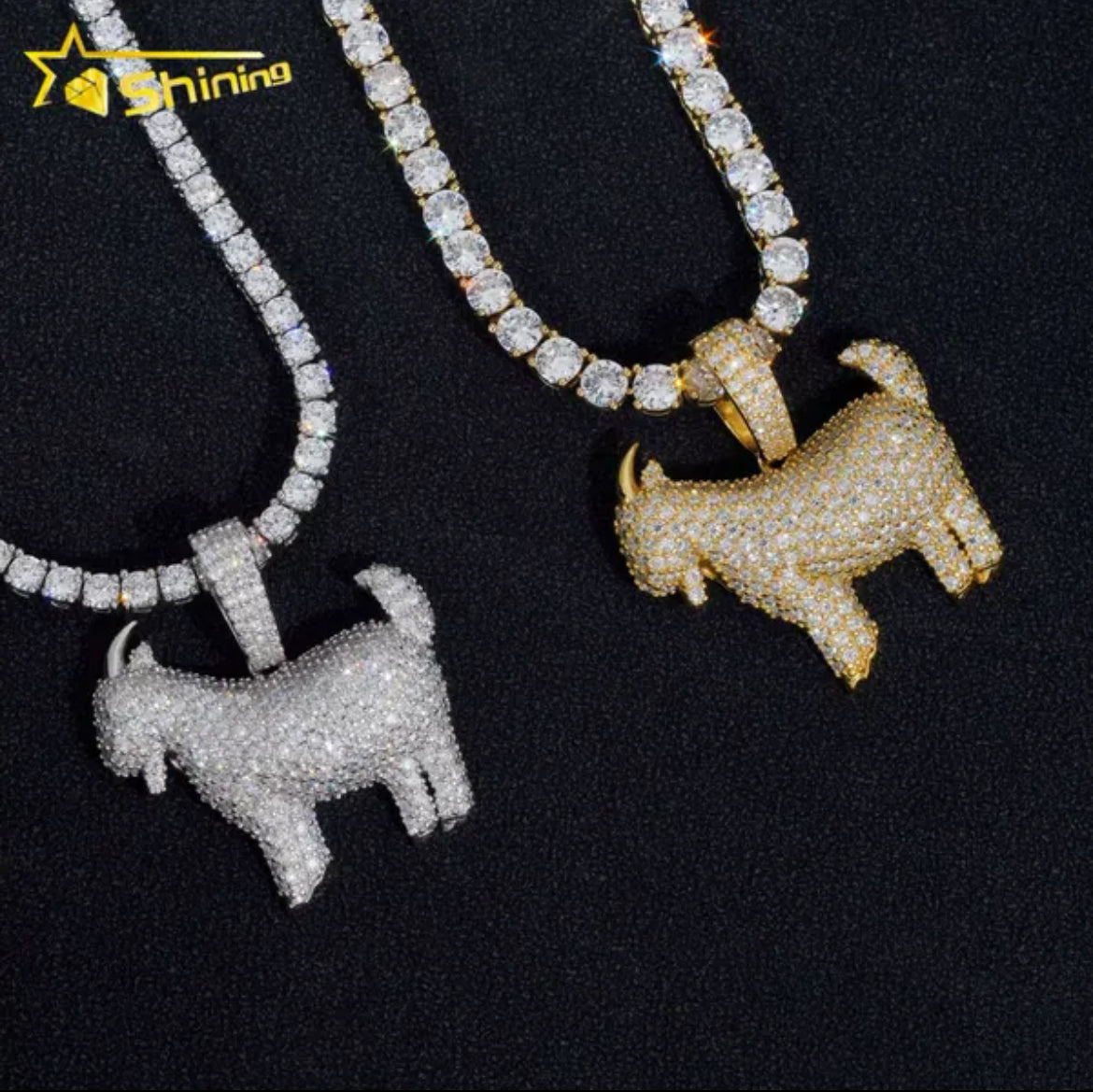 Moissanite Iced Out Goat Pendant