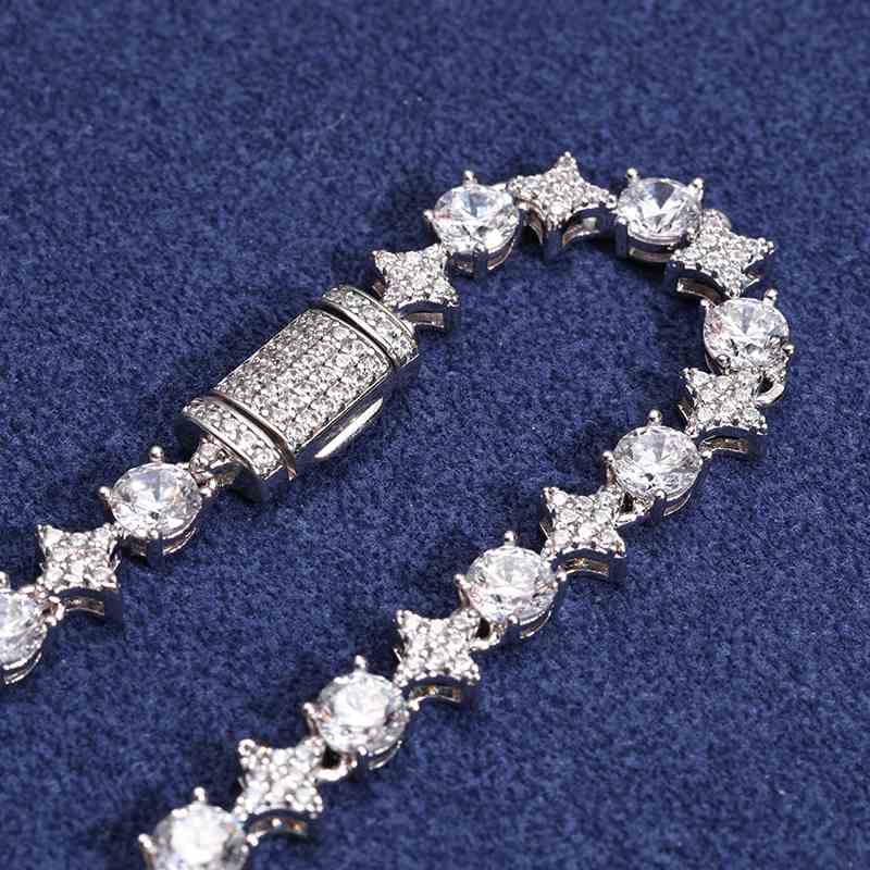 Moissanite Star and Tennis Bracelet in White Gold - 6mm