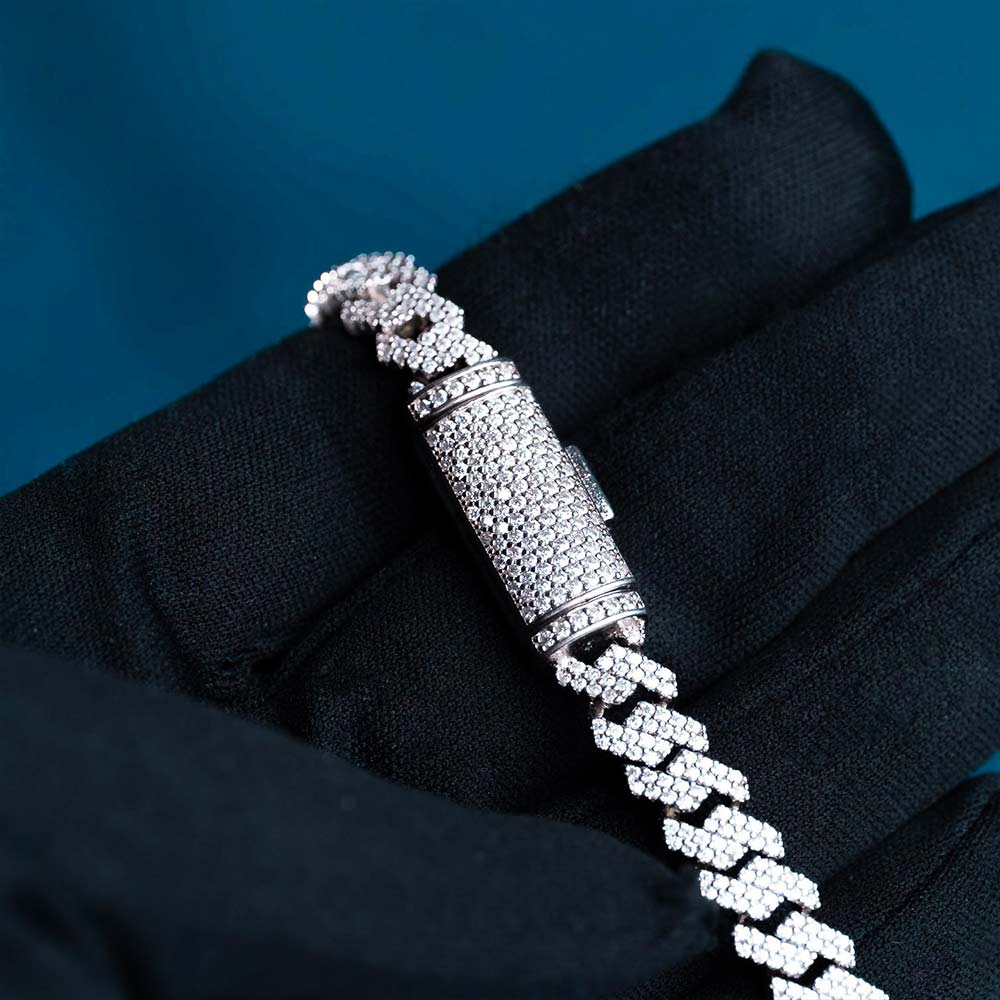 Moissanite Prong Cuban Link Bracelet - 8mm