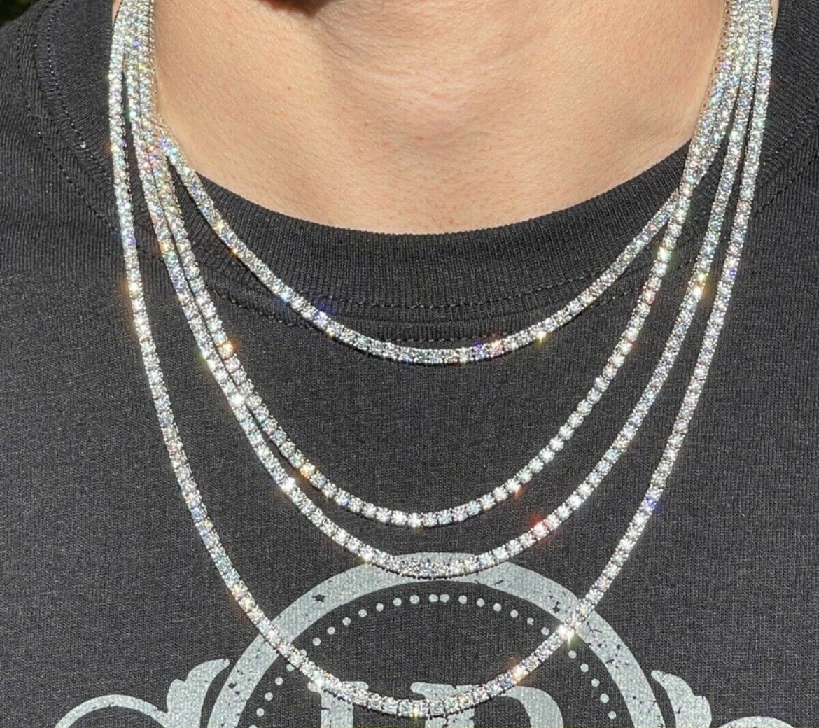 Moissanite Tennis Chain in White Gold - 3mm