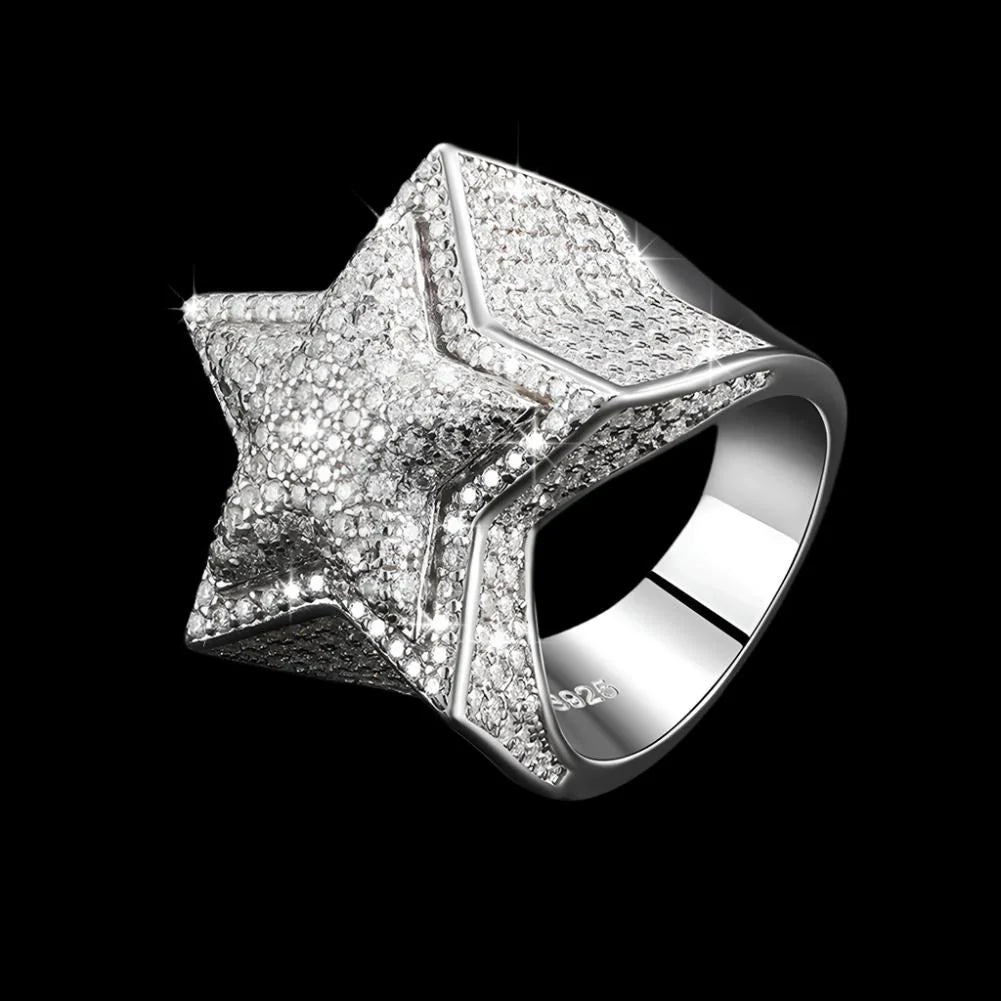 Moissanite Star Ring in White Gold