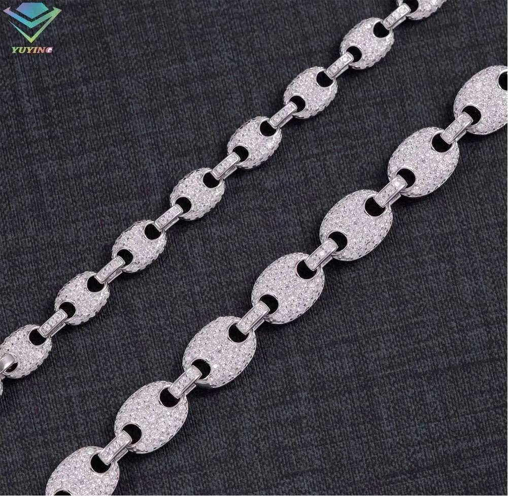 Moissanite Puff Link Bracelet in White Gold - 6mm