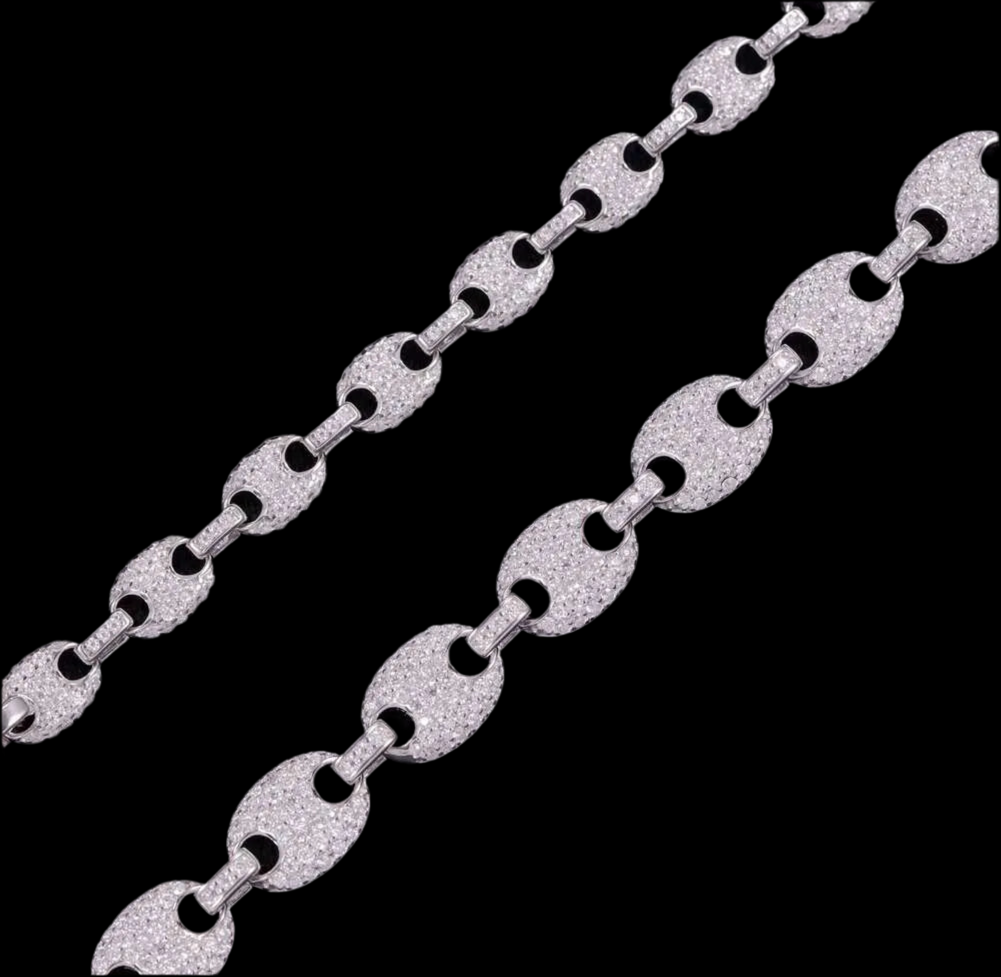Moissanite Puff Link Bracelet in White Gold - 6mm