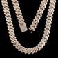 Moissanite Prong Cuban Link Chain in Rose Gold - 15MM
