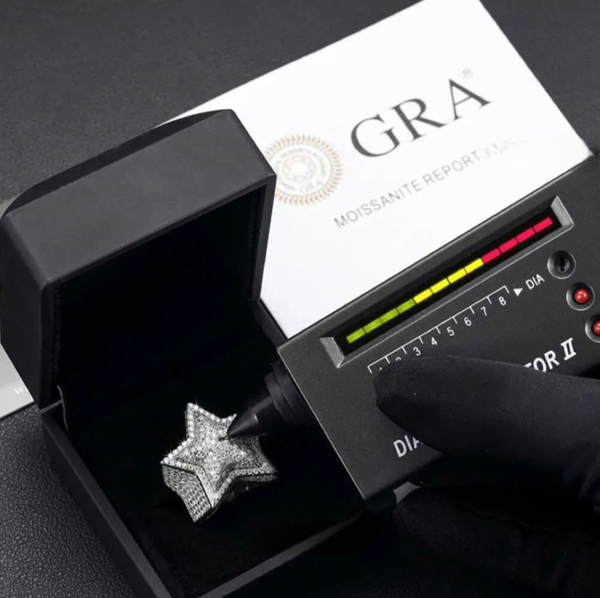Moissanite Star Ring in White Gold