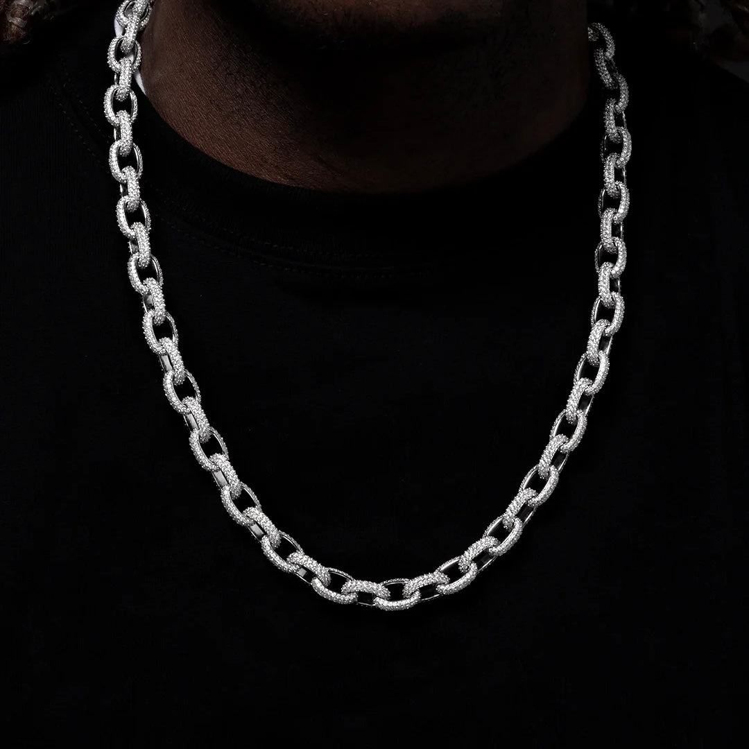 Moissanite Hermes Link Chain in White Gold - 4mm