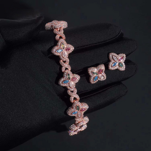 ICETRAY Clover Infinity Link Bracelet + Earring Bundle