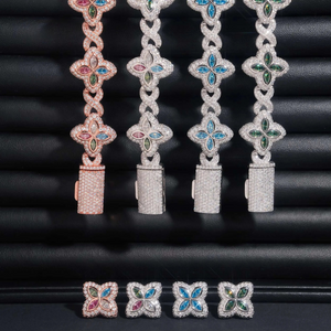 ICETRAY Clover Infinity Link Bracelet + Earring Bundle