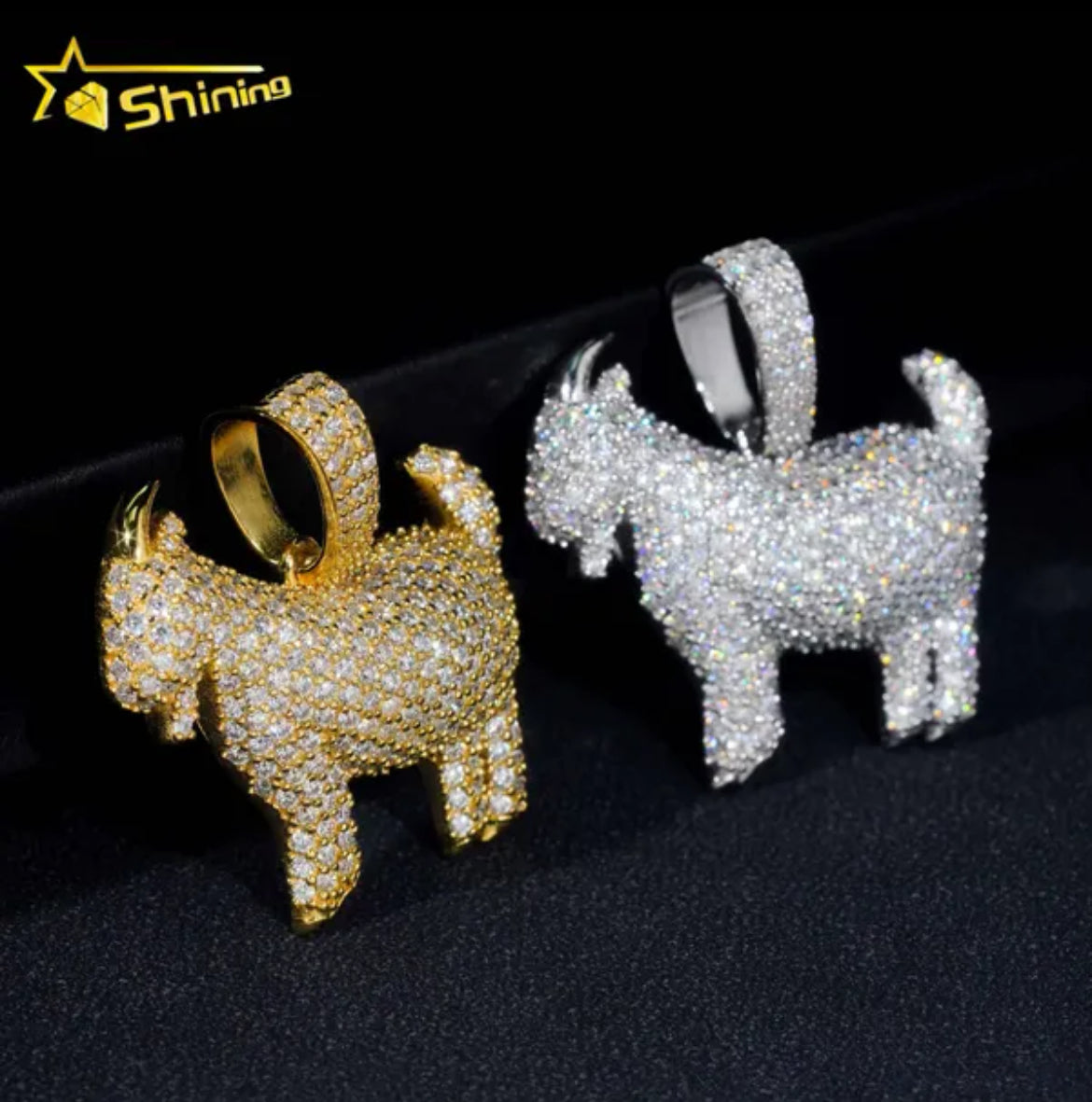 Moissanite Iced Out Goat Pendant