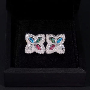 ICETRAY Iced Out Clover Earrings