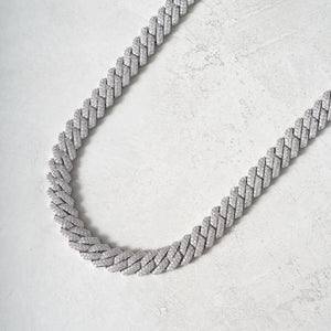 ICETRAY Prong Cuban Link Chain in White Gold - 12mm