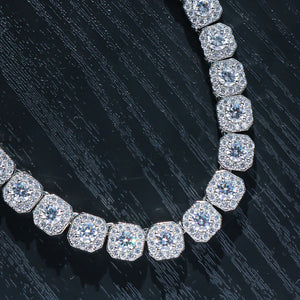 Moissanite Cluster Chain in White Gold - 10mm