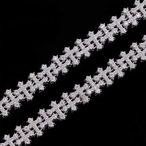 ICETRAY Cross Link Bracelet in White Gold