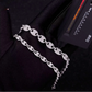 Iced Out Puff Link Bracelet in White Gold - 8mm