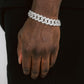 Moissanite Prong Cuban Link Bracelet in White Gold - 15mm