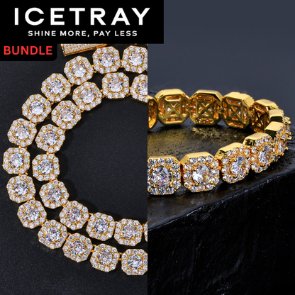 ICETRAY Cluster Tennis Chain + Bracelet Bundle