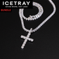 ICETRAY Tennis Chain + Cross Pendant Bundle