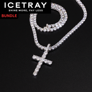 ICETRAY Tennis Chain + Cross Pendant Bundle