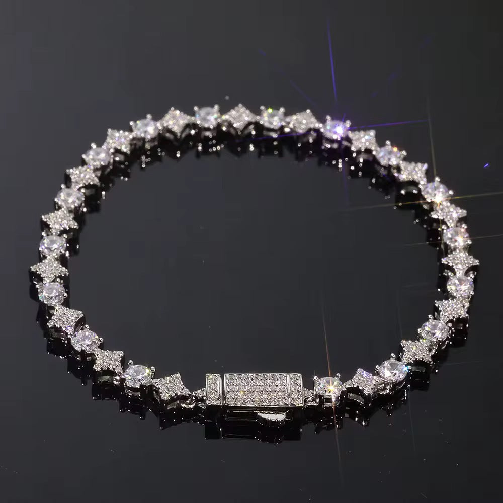 Moissanite Star and Tennis Bracelet in White Gold - 6mm