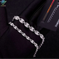Moissanite Puff Link Bracelet in White Gold - 6mm