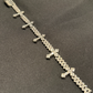 Iced Out Cross Bracelet in White Gold - 6mm