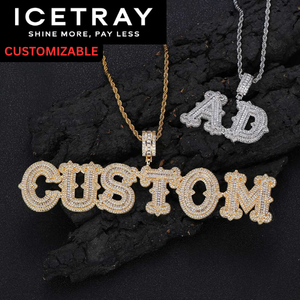 ICETRAY Custom Baguette Goth Font Pendant