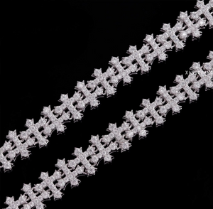 Moissanite Cross Link Chain in White Gold