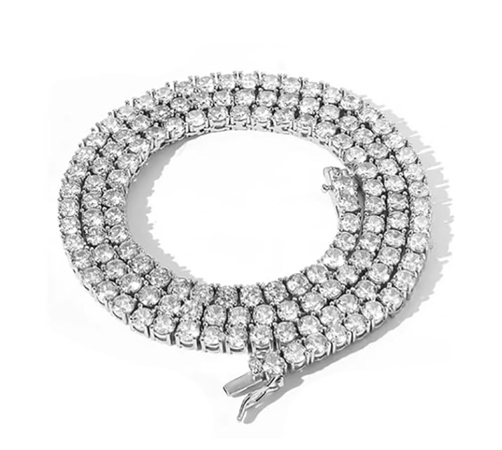 Moissanite Tennis Chain in White Gold - 3mm