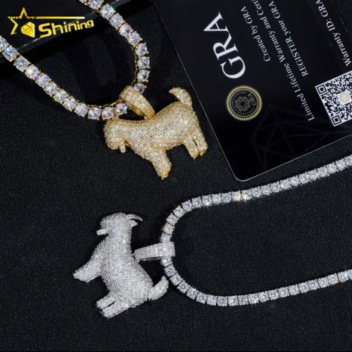 Moissanite Iced Out Goat Pendant