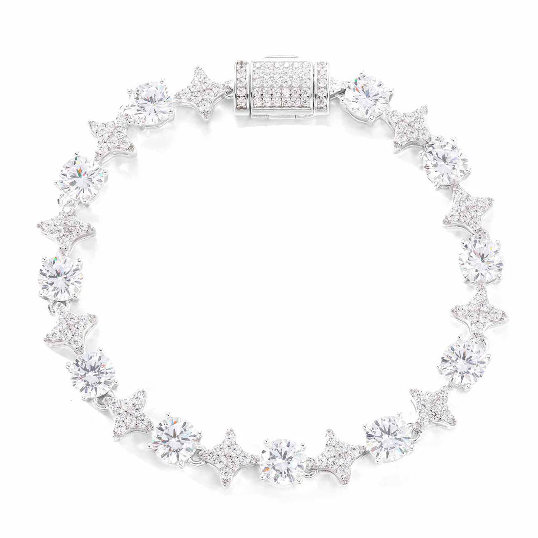Moissanite Star and Tennis Bracelet in White Gold - 6mm