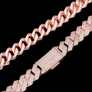 ICETRAY Prong Cuban Link Chain in Rose Gold - 15MM