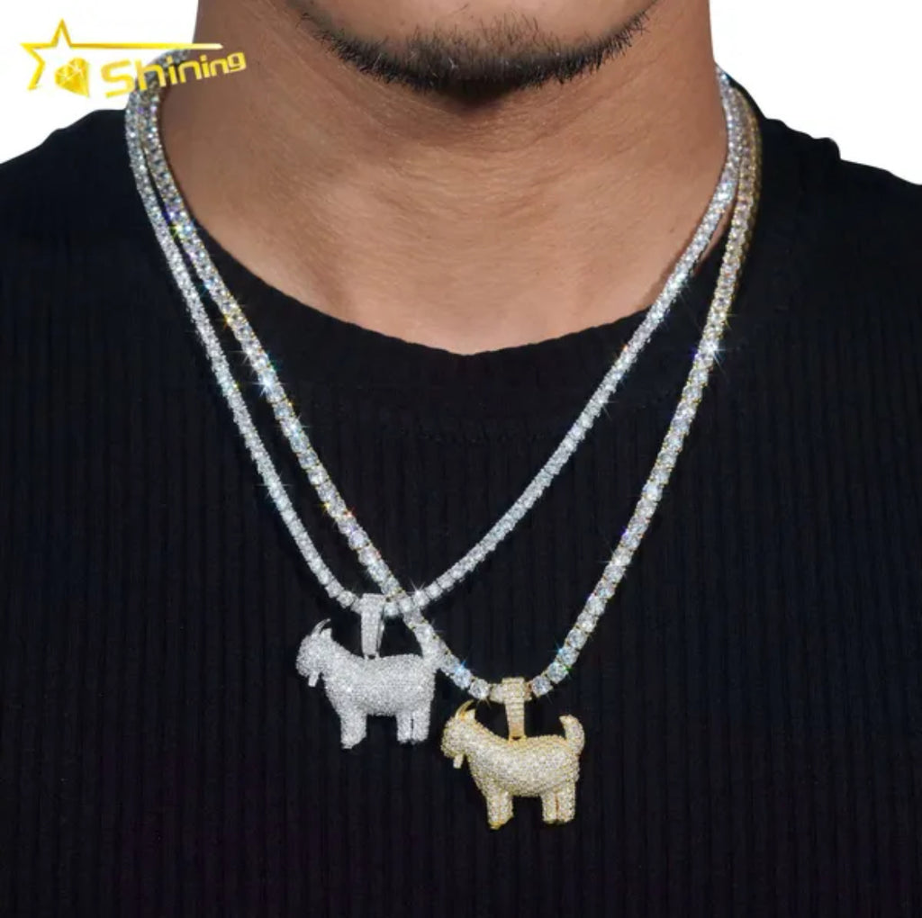 Moissanite Iced Out Goat Pendant