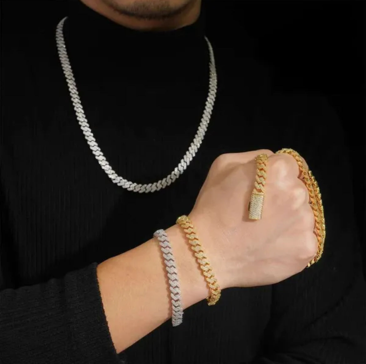 Moissanite Prong Cuban Link Bracelet - 8mm