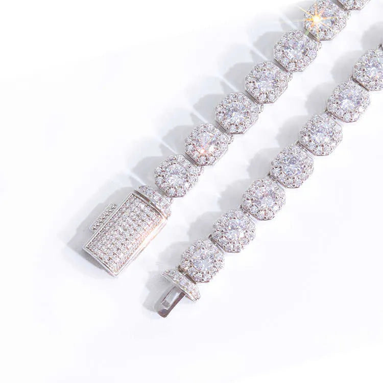 Moissanite Cluster Bracelet in White Gold - 8mm