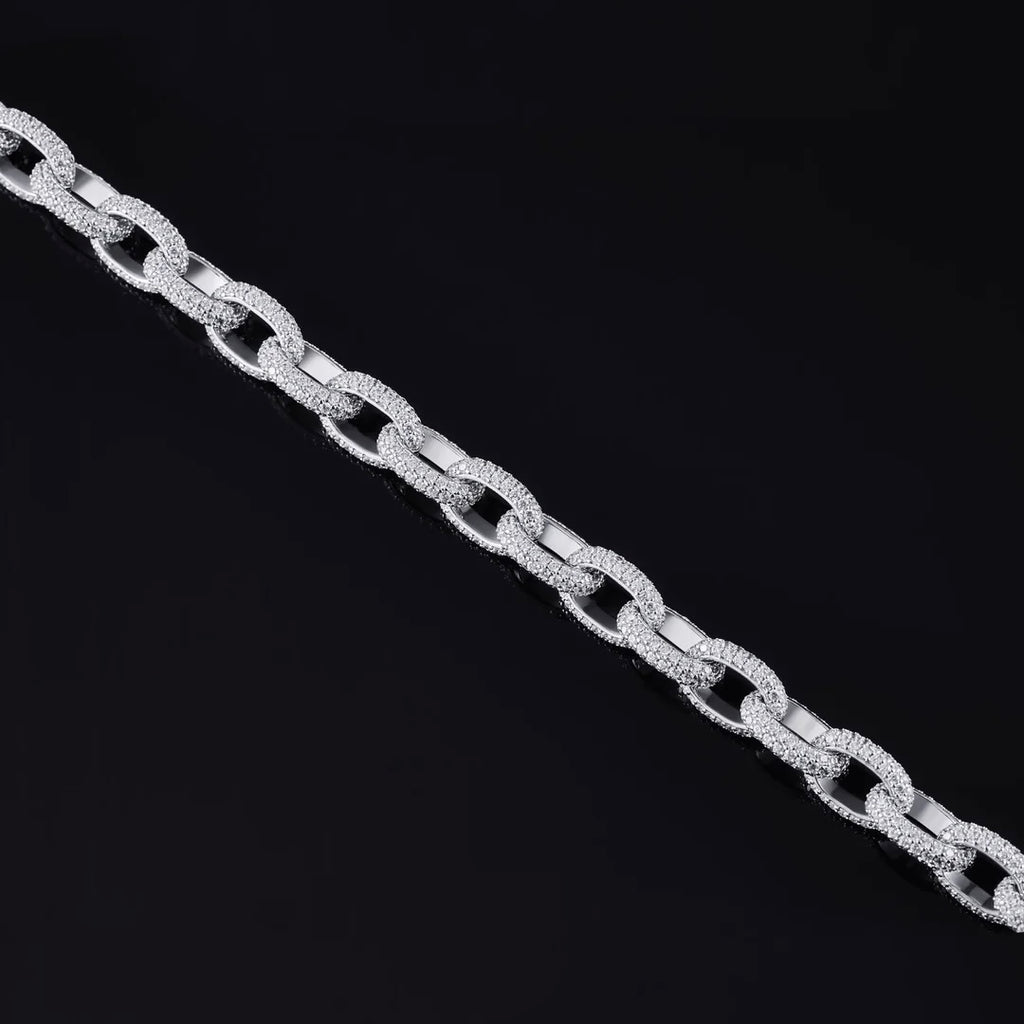 Moissanite Hermes Link Chain in White Gold - 4mm