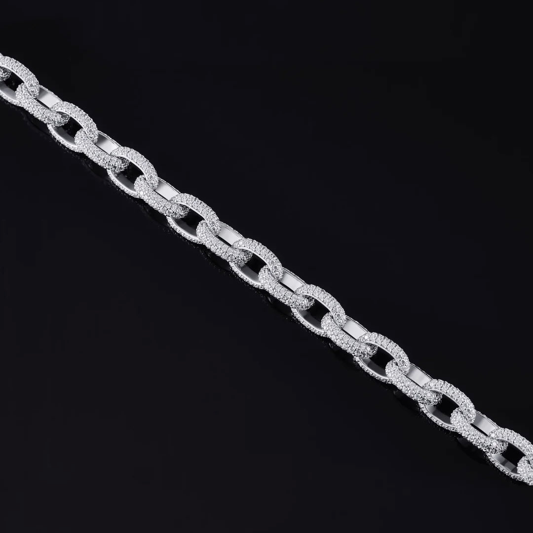 Moissanite Hermes Link Chain in White Gold - 4mm