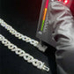 Moissanite Infinity Link Chain in White Gold - 12mm