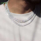 Moissanite Prong Cuban Link Chain in White Gold - 15mm
