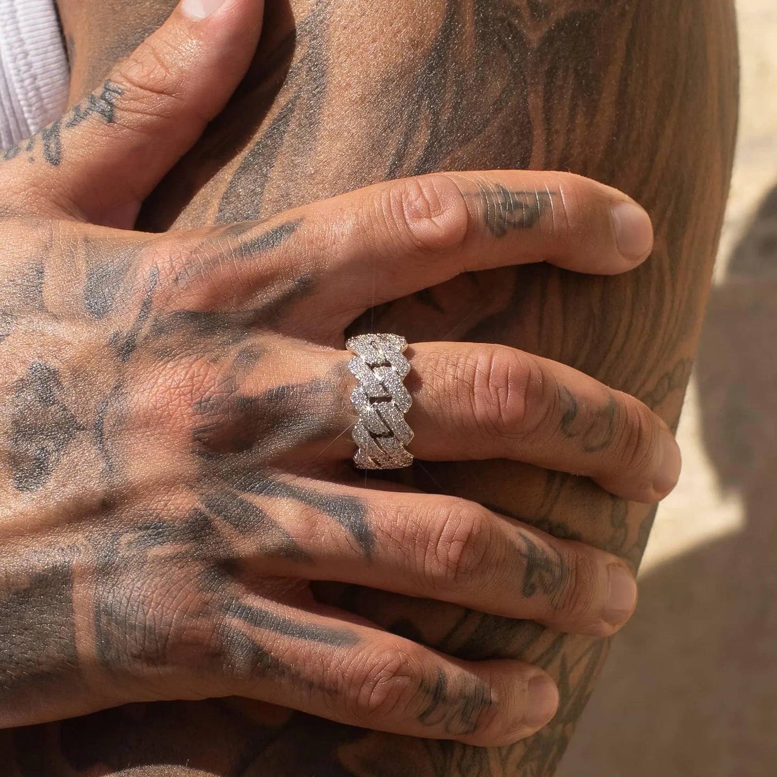 Moissanite Cuban Link Ring