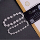 Iced Out Puff Link Bracelet in White Gold - 8mm