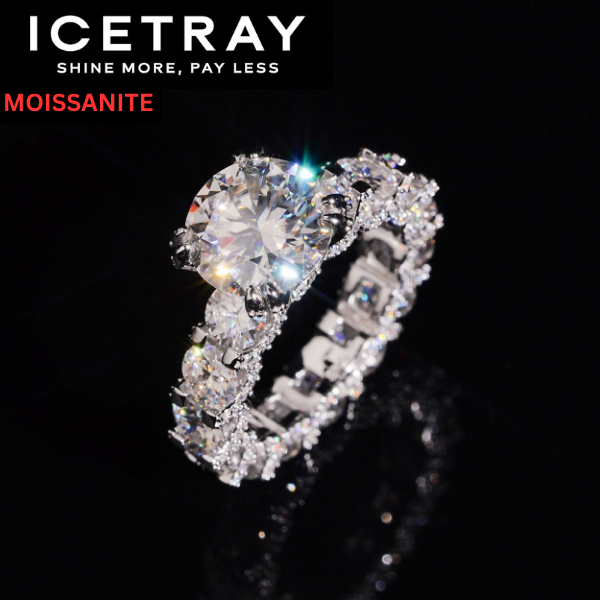 ICETRAY Deluxe Moissanite 7 Ct Pave Set Engagement Ring