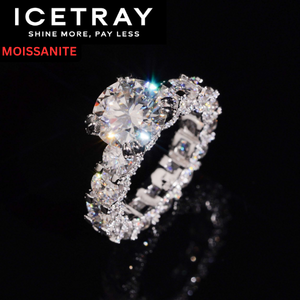 ICETRAY Deluxe Moissanite 7 Ct Pave Set Engagement Ring