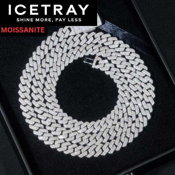 ICETRAY Deluxe Moissanite Prong Cuban Link Chain