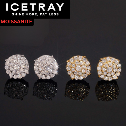 ICETRAY Deluxe Moissanite Round Cluster Stud Earrings